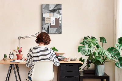 Tableau en liège déco Motif abstrait en niveaux de gris avec des triangles