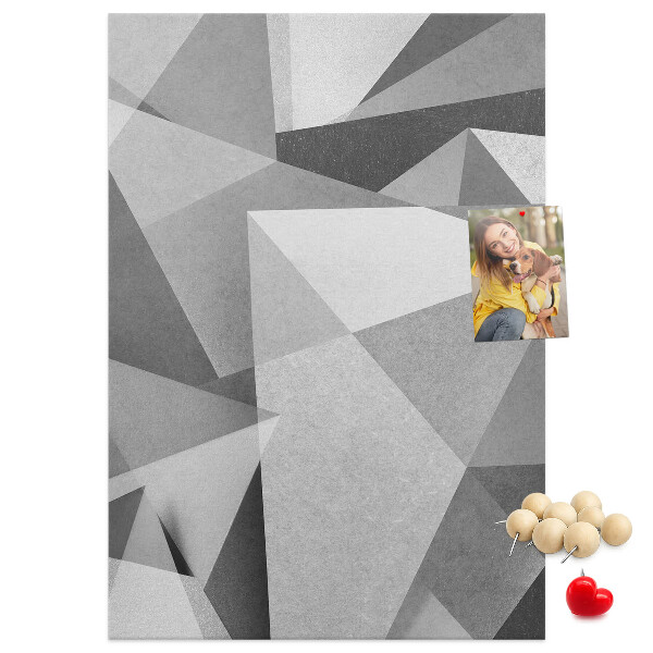 Tableau en liège déco Motif abstrait en niveaux de gris avec des triangles