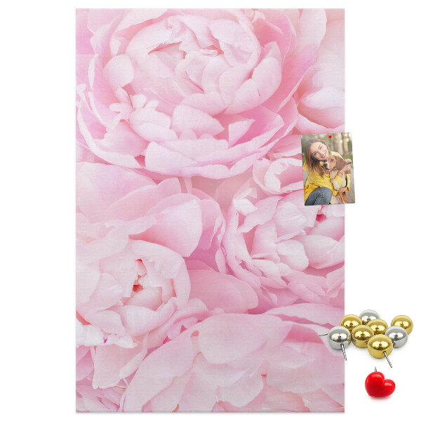 Tableau en liège fantaisie Pivoines roses délicates en pleine floraison