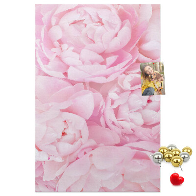 Tableau en liège fantaisie Pivoines roses délicates en pleine floraison