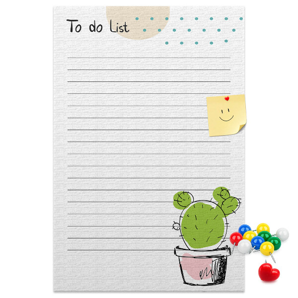 Tableau en liège fantaisie Cactus en pot sur la liste des choses à faire