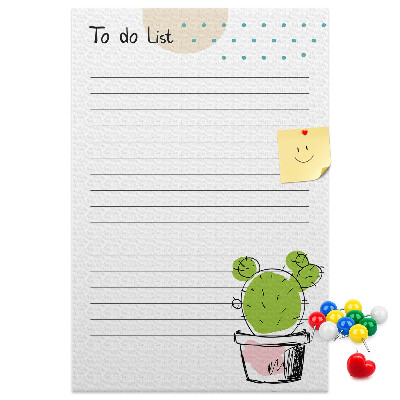 Tableau en liège fantaisie Cactus en pot sur la liste des choses à faire