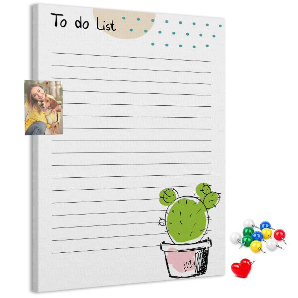 Tableau en liège fantaisie Cactus en pot sur la liste des choses à faire