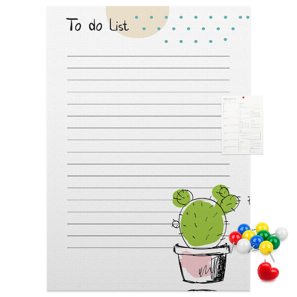 Tableau en liège fantaisie Cactus en pot sur la liste des choses à faire