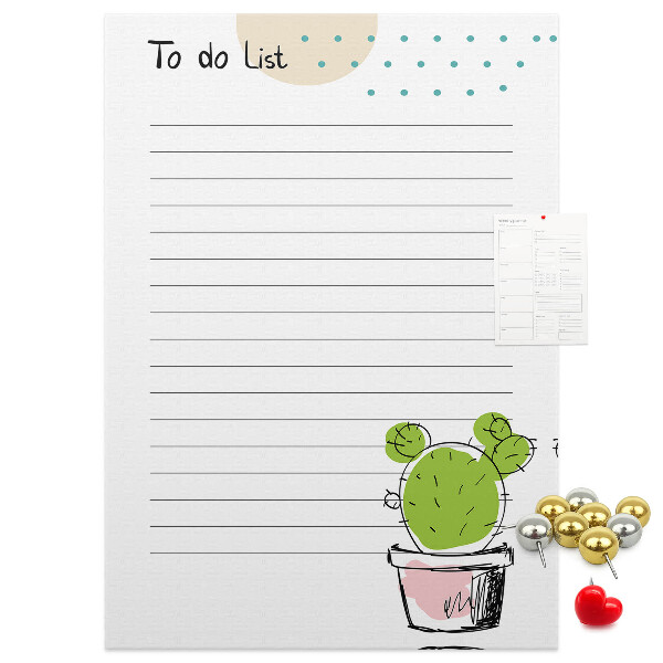 Tableau en liège fantaisie Cactus en pot sur la liste des choses à faire