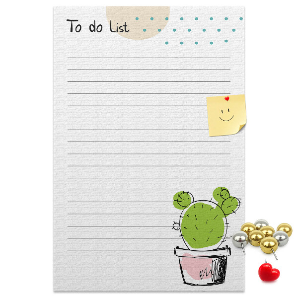 Tableau en liège fantaisie Cactus en pot sur la liste des choses à faire