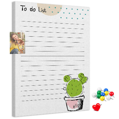 Tableau en liège fantaisie Cactus en pot sur la liste des choses à faire