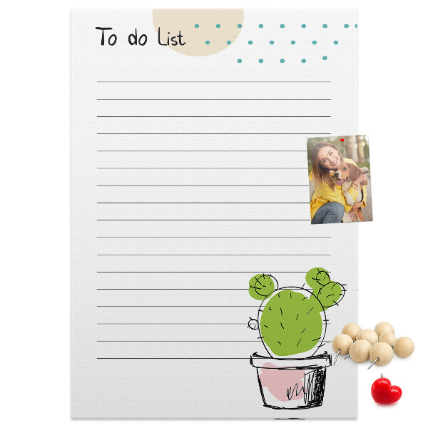 Tableau en liège fantaisie Cactus en pot sur la liste des choses à faire