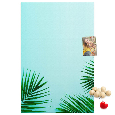 Tableau de liège Feuilles tropicales sur fond bleu