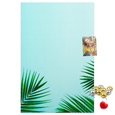 Tableau de liège Feuilles tropicales sur fond bleu