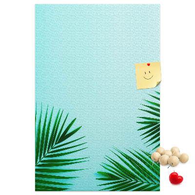 Tableau de liège Feuilles tropicales sur fond bleu