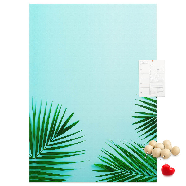 Tableau de liège Feuilles tropicales sur fond bleu