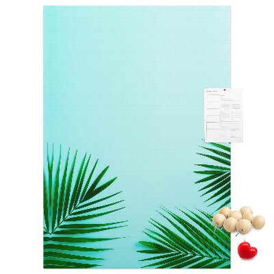 Tableau de liège Feuilles tropicales sur fond bleu