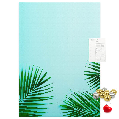Tableau de liège Feuilles tropicales sur fond bleu