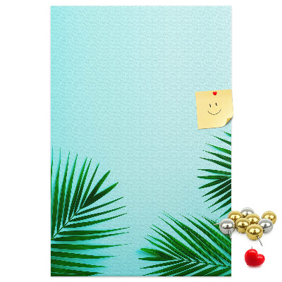 Tableau de liège Feuilles tropicales sur fond bleu