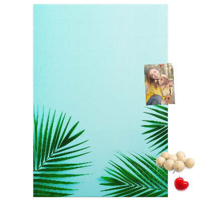 Tableau de liège Feuilles tropicales sur fond bleu