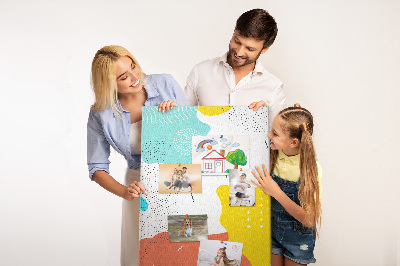 Tableau en liège fantaisie formes et motifs abstraits colorés
