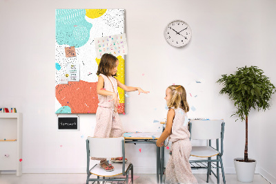 Tableau en liège fantaisie formes et motifs abstraits colorés