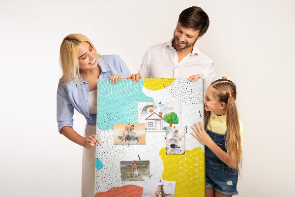 Tableau en liège fantaisie formes et motifs abstraits colorés