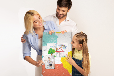 Tableau en liège fantaisie formes et motifs abstraits colorés