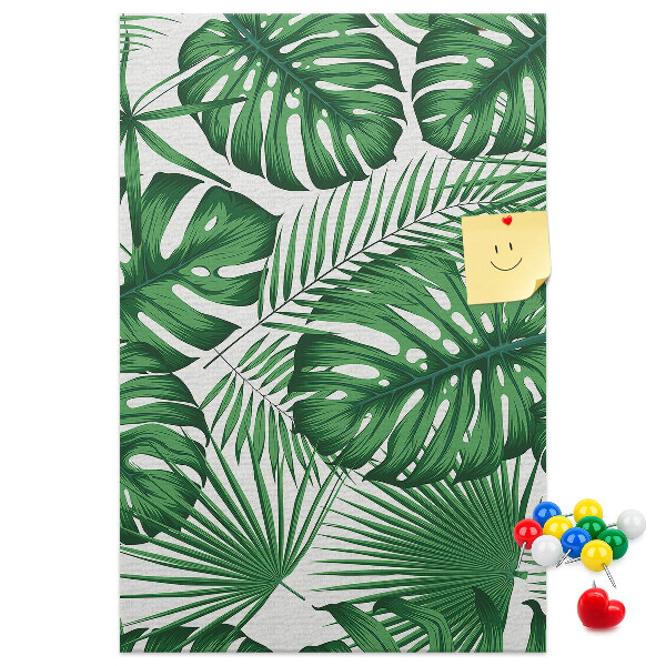 Tableau en liège déco Feuilles de Monstera sur fond clair