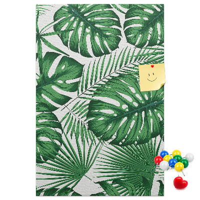 Tableau en liège déco Feuilles de Monstera sur fond clair