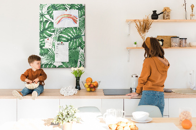 Tableau en liège déco Feuilles de Monstera sur fond clair