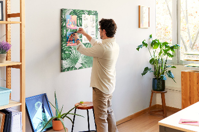 Tableau en liège déco Feuilles de Monstera sur fond clair