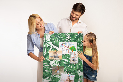 Tableau en liège déco Feuilles de Monstera sur fond clair