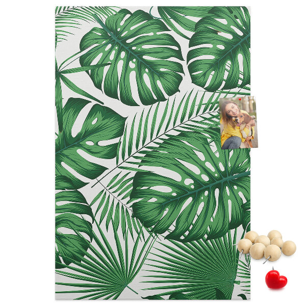 Tableau en liège déco Feuilles de Monstera sur fond clair