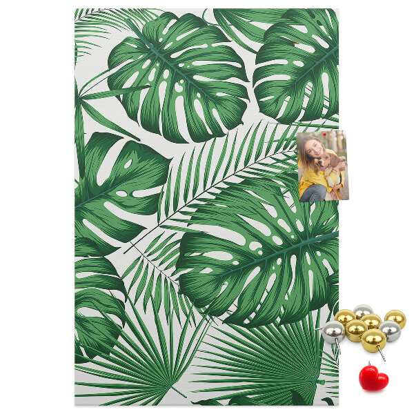 Tableau en liège déco Feuilles de Monstera sur fond clair