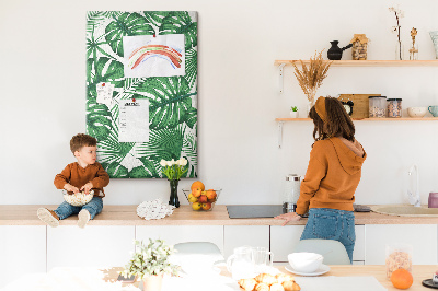 Tableau en liège déco Feuilles de Monstera sur fond clair