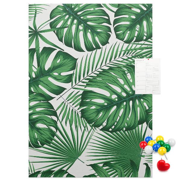 Tableau en liège déco Feuilles de Monstera sur fond clair