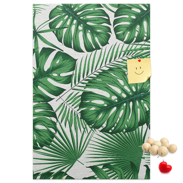Tableau en liège déco Feuilles de Monstera sur fond clair