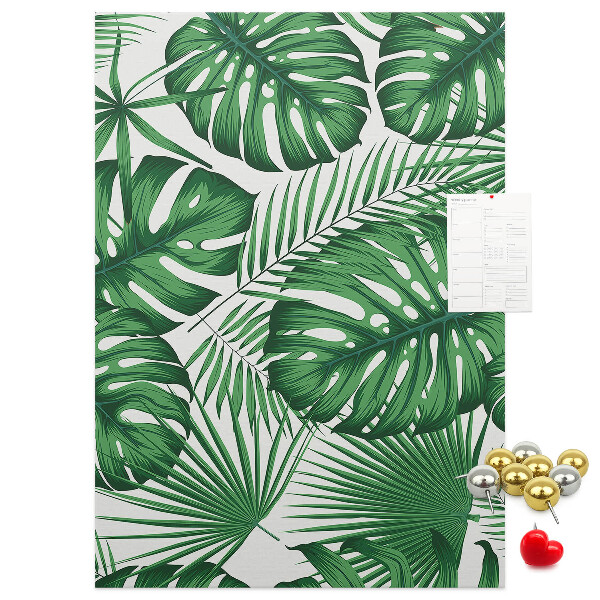 Tableau en liège déco Feuilles de Monstera sur fond clair