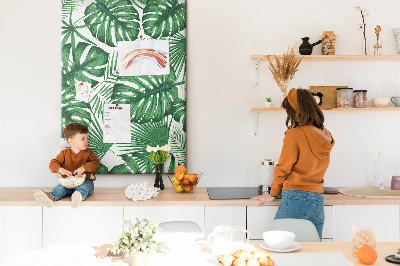 Tableau en liège déco Feuilles de Monstera sur fond clair