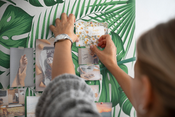 Tableau en liège déco Feuilles de Monstera sur fond clair