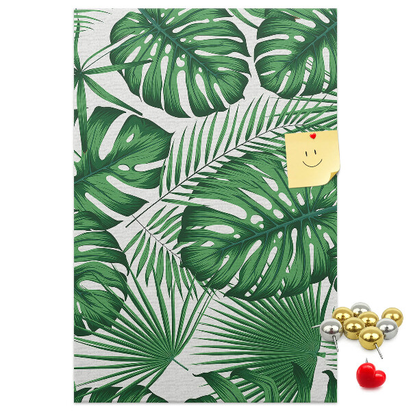 Tableau en liège déco Feuilles de Monstera sur fond clair