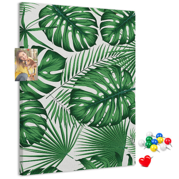 Tableau en liège déco Feuilles de Monstera sur fond clair