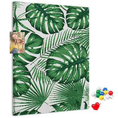 Tableau en liège déco Feuilles de Monstera sur fond clair