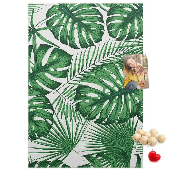 Tableau en liège déco Feuilles de Monstera sur fond clair