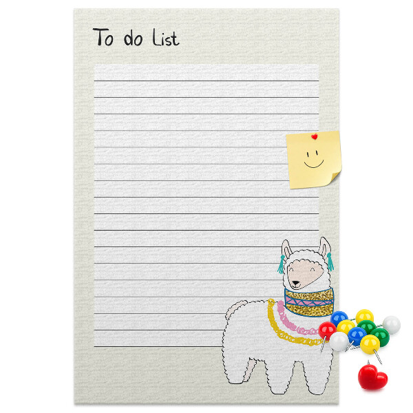 Tableau de liège Carnet coloré avec des lamas et des motifs