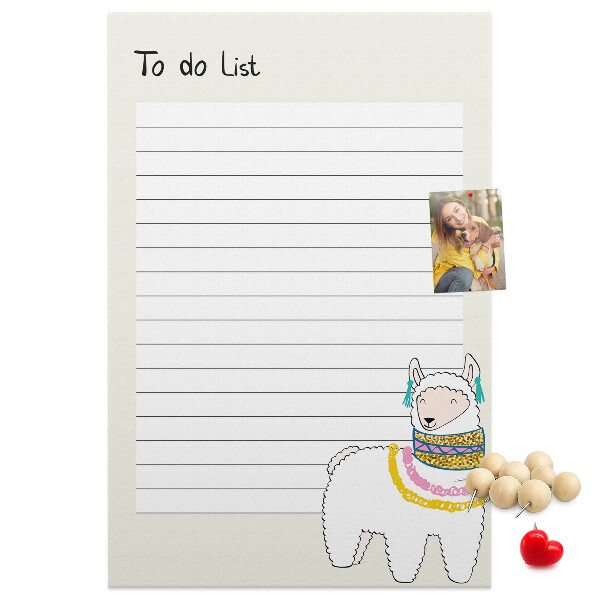 Tableau de liège Carnet coloré avec des lamas et des motifs
