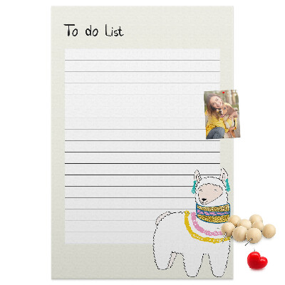 Tableau de liège Carnet coloré avec des lamas et des motifs