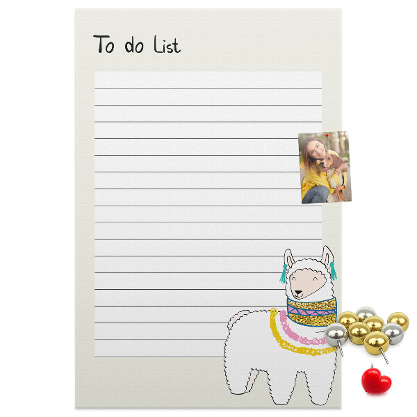 Tableau de liège Carnet coloré avec des lamas et des motifs