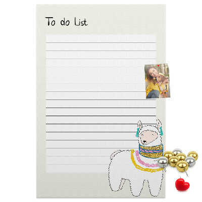 Tableau de liège Carnet coloré avec des lamas et des motifs