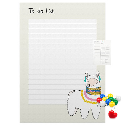 Tableau de liège Carnet coloré avec des lamas et des motifs