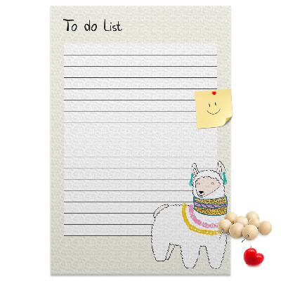 Tableau de liège Carnet coloré avec des lamas et des motifs