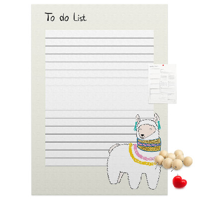 Tableau de liège Carnet coloré avec des lamas et des motifs