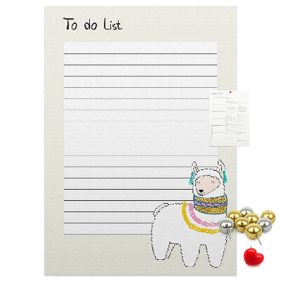 Tableau de liège Carnet coloré avec des lamas et des motifs